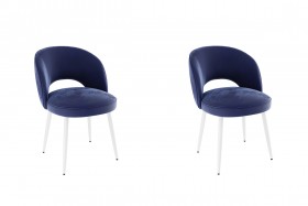 Набор стульев Моли 2 шт (синий велюр/белый) в Кодинске - kodinsk.katalogmebeli.com | фото