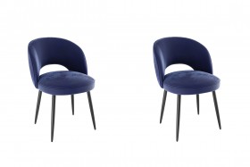 Набор стульев Моли 2 шт (синий велюр/черный) в Кодинске - kodinsk.katalogmebeli.com | фото