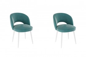 Набор стульев Моли 2 шт (зеленый велюр/белый) в Кодинске - kodinsk.katalogmebeli.com | фото
