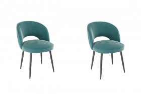Набор стульев Моли 2 шт (зеленый велюр/черный) в Кодинске - kodinsk.katalogmebeli.com | фото 1