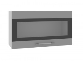 Олива ВПГСФ 800 Шкаф верхний горизонтальный со стеклом с фотопечатью высокий (Снег глянец/корпус Серый) в Кодинске - kodinsk.katalogmebeli.com | фото