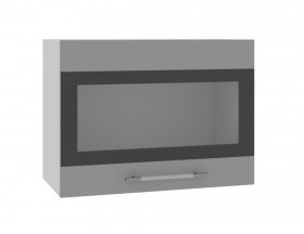 Ройс ВПГСФ 600 Шкаф верхний горизонтальный со стеклом с фотопечатью высокий (Белый софт/корпус Серый) в Кодинске - kodinsk.katalogmebeli.com | фото