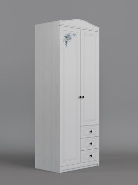 Шкаф 2-х створчатый с ящиками Бэлла (Выбеленное дерево/Белый) в Кодинске - kodinsk.katalogmebeli.com | фото 1