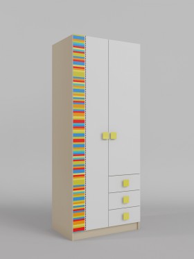 Шкаф 2-х створчатый с ящиками Клаксон без машинок (Белый/корпус Клен) в Кодинске - kodinsk.katalogmebeli.com | фото
