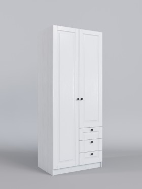 Шкаф 2-х створчатый с ящиками Классика (Белый/корпус Выбеленное дерево) в Кодинске - kodinsk.katalogmebeli.com | фото