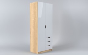 Шкаф 2-х створчатый с ящиками Лофт (Белый/корпус Дуб Сонома) в Кодинске - kodinsk.katalogmebeli.com | фото