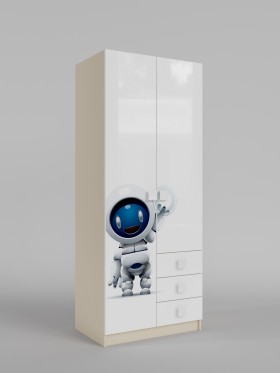 Шкаф 2-х створчатый с ящиками Санни (Белый/корпус Клен) в Кодинске - kodinsk.katalogmebeli.com | фото