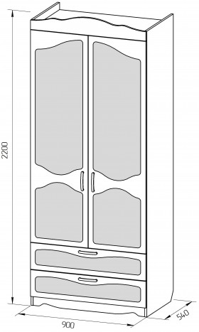 Шкаф 2-х створчатый с ящиками серии Иллюзия 02 Бежевый в Кодинске - kodinsk.katalogmebeli.com | фото 2