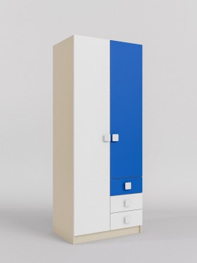 Шкаф 2-х створчатый с ящиками Скай (Синий/Белый/корпус Клен) в Кодинске - kodinsk.katalogmebeli.com | фото
