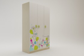 Шкаф 3-х створчатый с ящиками Флёр (Белый/корпус Клен) в Кодинске - kodinsk.katalogmebeli.com | фото 1