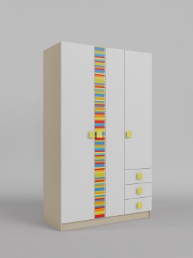 Шкаф 3-х створчатый с ящиками Клаксон без машинок (Белый/корпус Клен) в Кодинске - kodinsk.katalogmebeli.com | фото