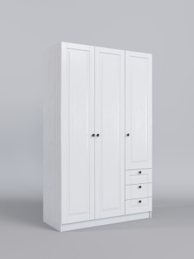 Шкаф 3-х створчатый с ящиками Классика (Белый/корпус Выбеленное дерево) в Кодинске - kodinsk.katalogmebeli.com | фото