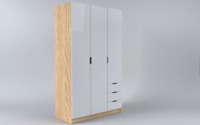 Шкаф 3-х створчатый с ящиками Лофт (Белый/корпус Дуб Сонома) в Кодинске - kodinsk.katalogmebeli.com | фото