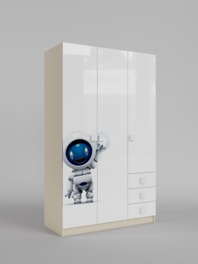 Шкаф 3-х створчатый с ящиками Санни (Белый/корпус Клен) в Кодинске - kodinsk.katalogmebeli.com | фото 1