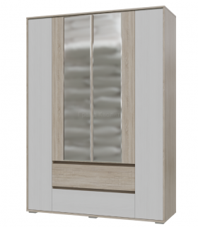 Шкаф 4-х дверный с ящиками Мальта 1600 Дуб сонома/Рамух белый в Кодинске - kodinsk.katalogmebeli.com | фото