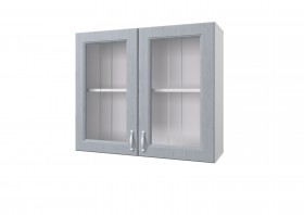Шкаф 80 с 2-мя витринами Принцесса (Серый/корпус Белый) в Кодинске - kodinsk.katalogmebeli.com | фото