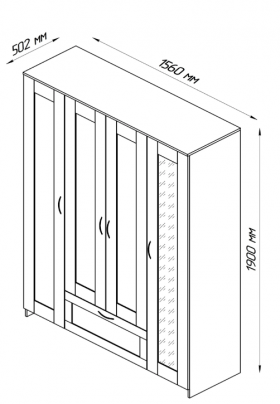 Шкаф четырехдверный Сириус с 1 зеркалом и 1 ящиком белый в Кодинске - kodinsk.katalogmebeli.com | фото 3