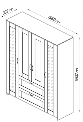 Шкаф четырехдверный Сириус с 1 зеркалом и 2 ящиками белый в Кодинске - kodinsk.katalogmebeli.com | фото 2