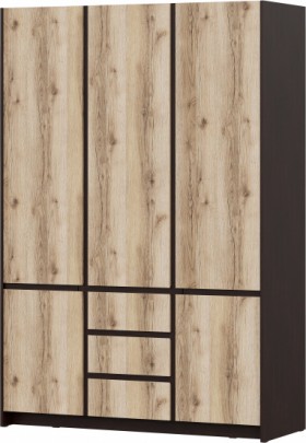 Модульная система "Прага" Шкаф для одежды трехстворчатый Дуб Венге/Дуб Делано в Кодинске - kodinsk.katalogmebeli.com | фото 1