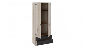 Шкаф для одежды комбинированный «Окланд» (Фон Черный/Дуб Делано) в Кодинске - kodinsk.katalogmebeli.com | фото 2