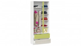 Шкаф для одежды комбинированный «Сканди» Дуб Гарден/Белый/Зеленый в Кодинске - kodinsk.katalogmebeli.com | фото 4