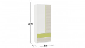 Шкаф для одежды комбинированный «Сканди» Дуб Гарден/Белый/Зеленый в Кодинске - kodinsk.katalogmebeli.com | фото 5