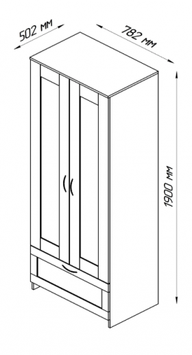 Шкаф двухдверный Сириус с 1 ящиком белый в Кодинске - kodinsk.katalogmebeli.com | фото 2