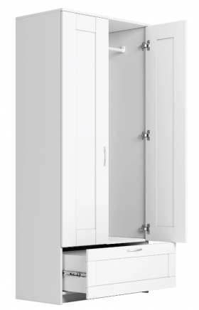 Шкаф двухдверный Сириус с 1 ящиком белый в Кодинске - kodinsk.katalogmebeli.com | фото 3