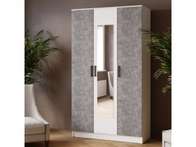 Шкаф комбинированный Ларс (1,2) с зеркалом белый/ателье светлое в Кодинске - kodinsk.katalogmebeli.com | фото 3