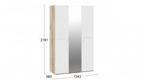 Шкаф комбинированный с 3-мя дверями «Фьюжн» Дуб делано/Белый глянец в Кодинске - kodinsk.katalogmebeli.com | фото 3
