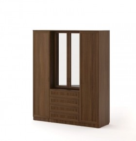 Шкаф с комодом Рамочный с зеркалами (Орех темный) в Кодинске - kodinsk.katalogmebeli.com | фото