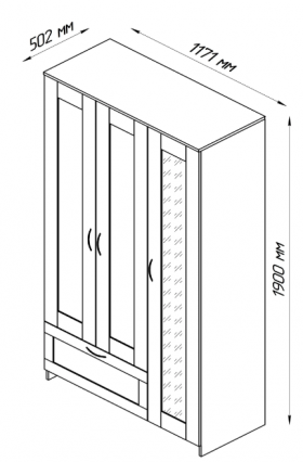 Шкаф трехдверный Сириус с зеркалом и 1 ящиком белый в Кодинске - kodinsk.katalogmebeli.com | фото 2
