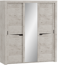 Шкаф трехдверный Соренто с раздвижными дверями Дуб бонифаций/Кофе структурный матовый в Кодинске - kodinsk.katalogmebeli.com | фото