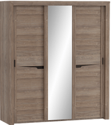 Шкаф трехдверный Соренто с раздвижными дверями Дуб стирлинг/Кофе структурный матовый в Кодинске - kodinsk.katalogmebeli.com | фото 1