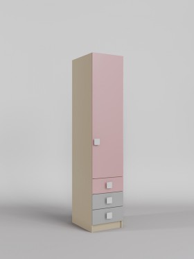 Шкаф угловой (секция с ящиками) Грэйси (Розовый/Серый/корпус Клен) в Кодинске - kodinsk.katalogmebeli.com | фото 1