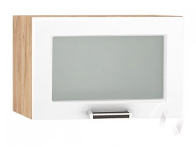 Шкаф верхний со стеклом Прага ШВГС 500 (Белое дерево/корпус дуб крафт золотой) в Кодинске - kodinsk.katalogmebeli.com | фото