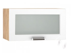 Шкаф верхний со стеклом Прага ШВГС 600 (Белое дерево/корпус дуб крафт золотой) в Кодинске - kodinsk.katalogmebeli.com | фото