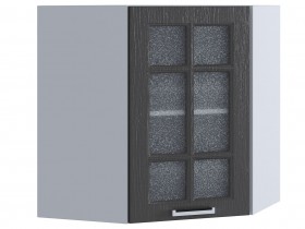 Шкаф верхний угловой со стеклом 590, ШВУС 590 (Клен серый/корпус белый) в Кодинске - kodinsk.katalogmebeli.com | фото