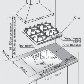 Вырез под варочную поверхность (без подключения) в Кодинске - kodinsk.katalogmebeli.com | фото